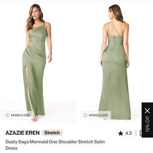 Azazie Eren Dusty Sage One Shoulder Dress